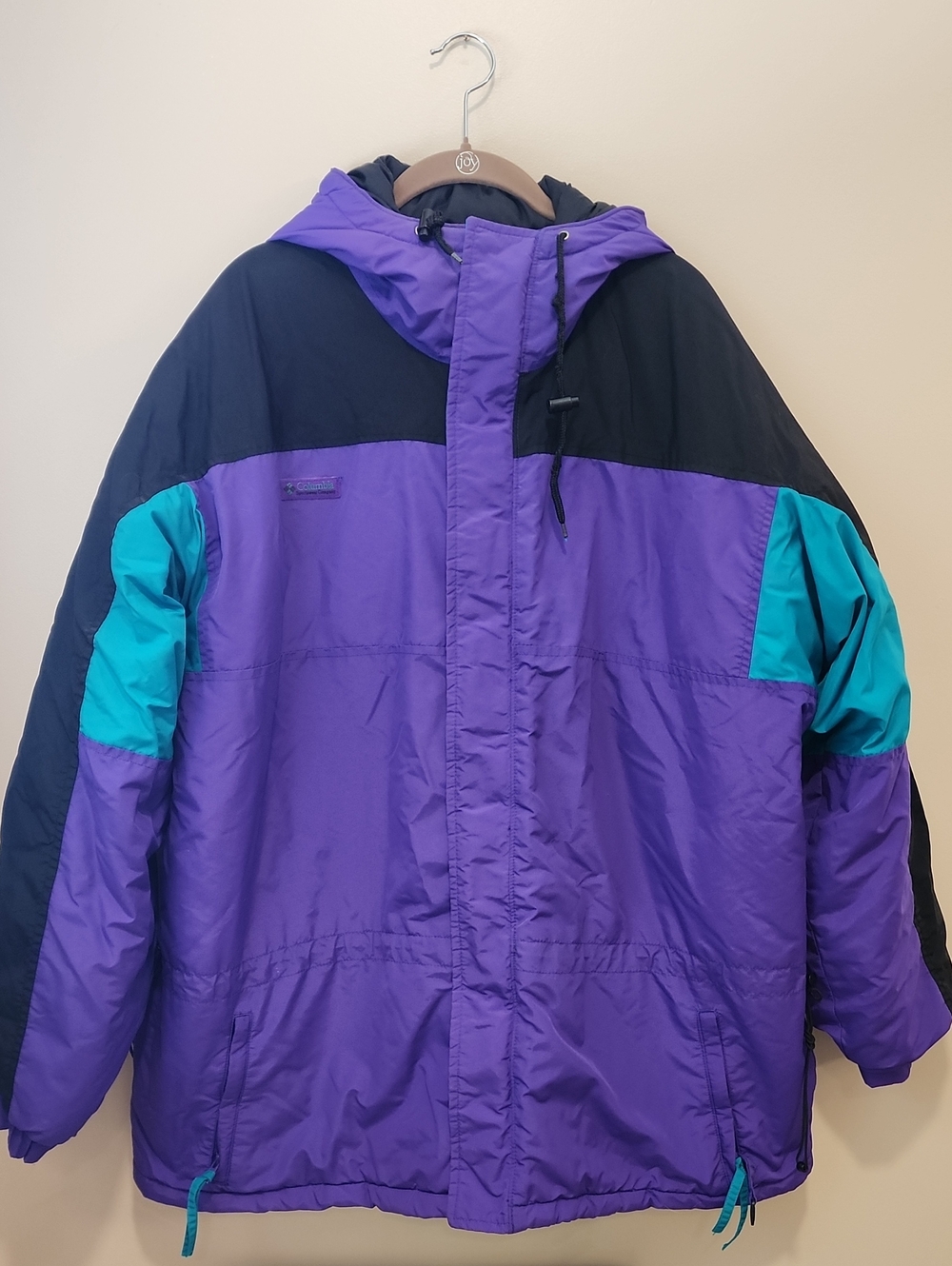 Vintage Columbia Ski Jacket Purple Teal Gaper Day Radial Sleeve 90s Mens size XL